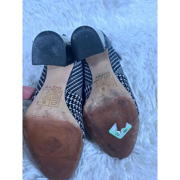Aldo Boots Womens Size 6M Houndstooth Plaid Block Heel Zip - Picture 10 of 14